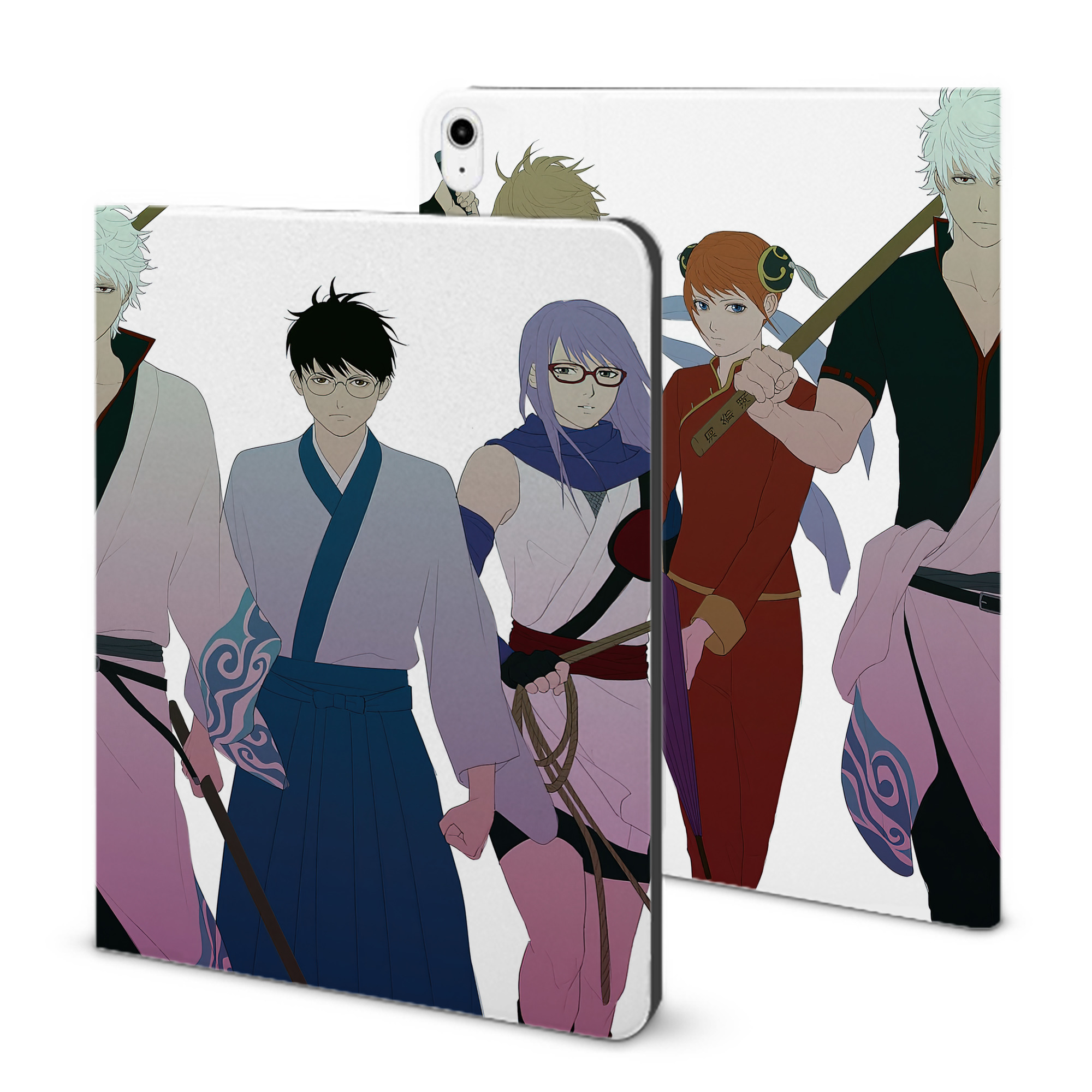 （画像用） ぎんたま 坂田銀時（さかたぎんとき） 神楽 志村新八（しむら しんぱち） GINTAMA Sakata Gintoki Kagura Shimura Shinpachi IPadケース ペンホルダー付き ブックスタイルデザイン